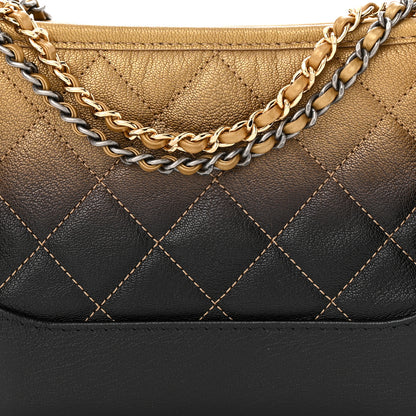 Chanel Metallic Goatskin Quilted Small Gabrielle Hobo Gold Black 8 of 11