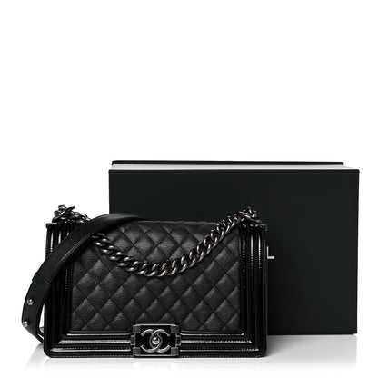 Chanel Goatskin Quilted Patent Medium Duo Boy Flap Black 14 of 15