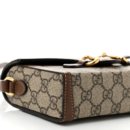 Gucci GG Supreme Monogram Mini Horsebit 1955 Shoulder Bag Beige Brown Sugar 9 of 10