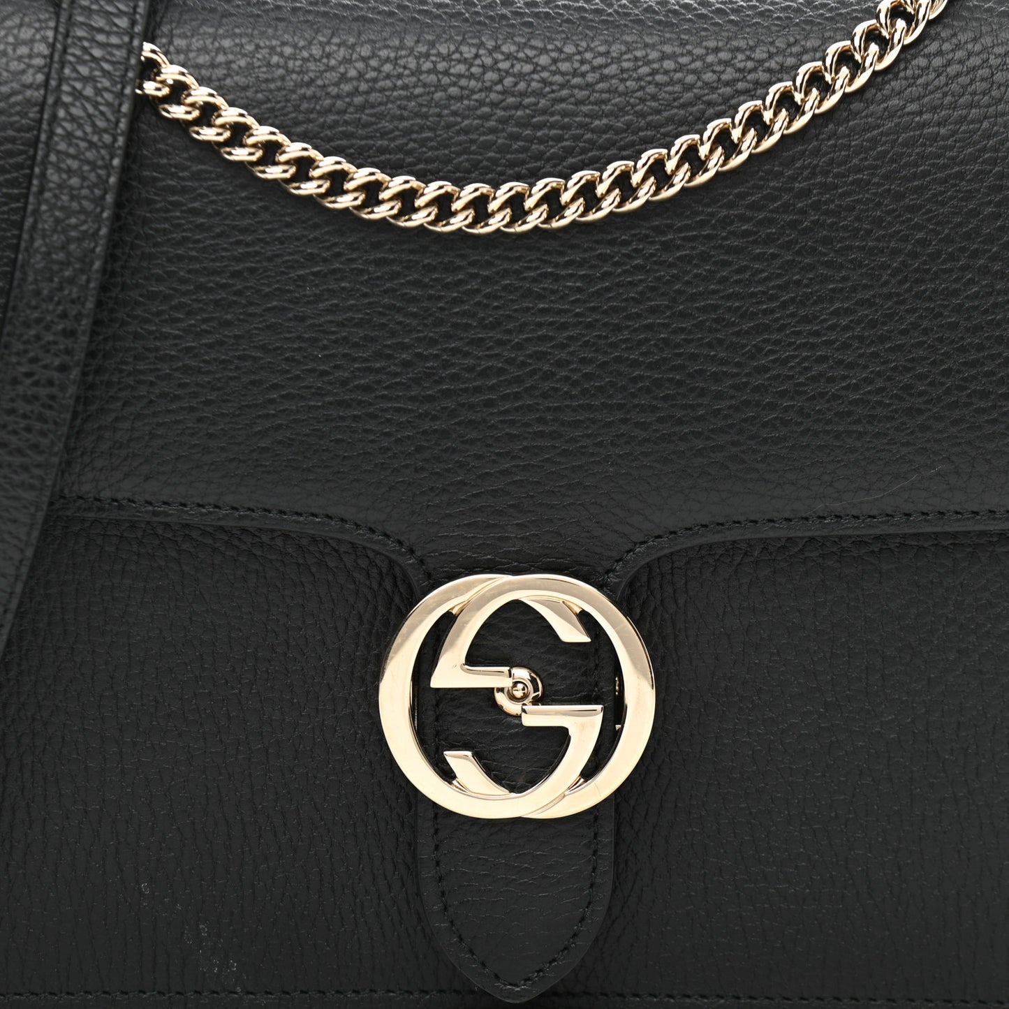 Dollar Calfskin Interlocking G Shoulder Bag Black