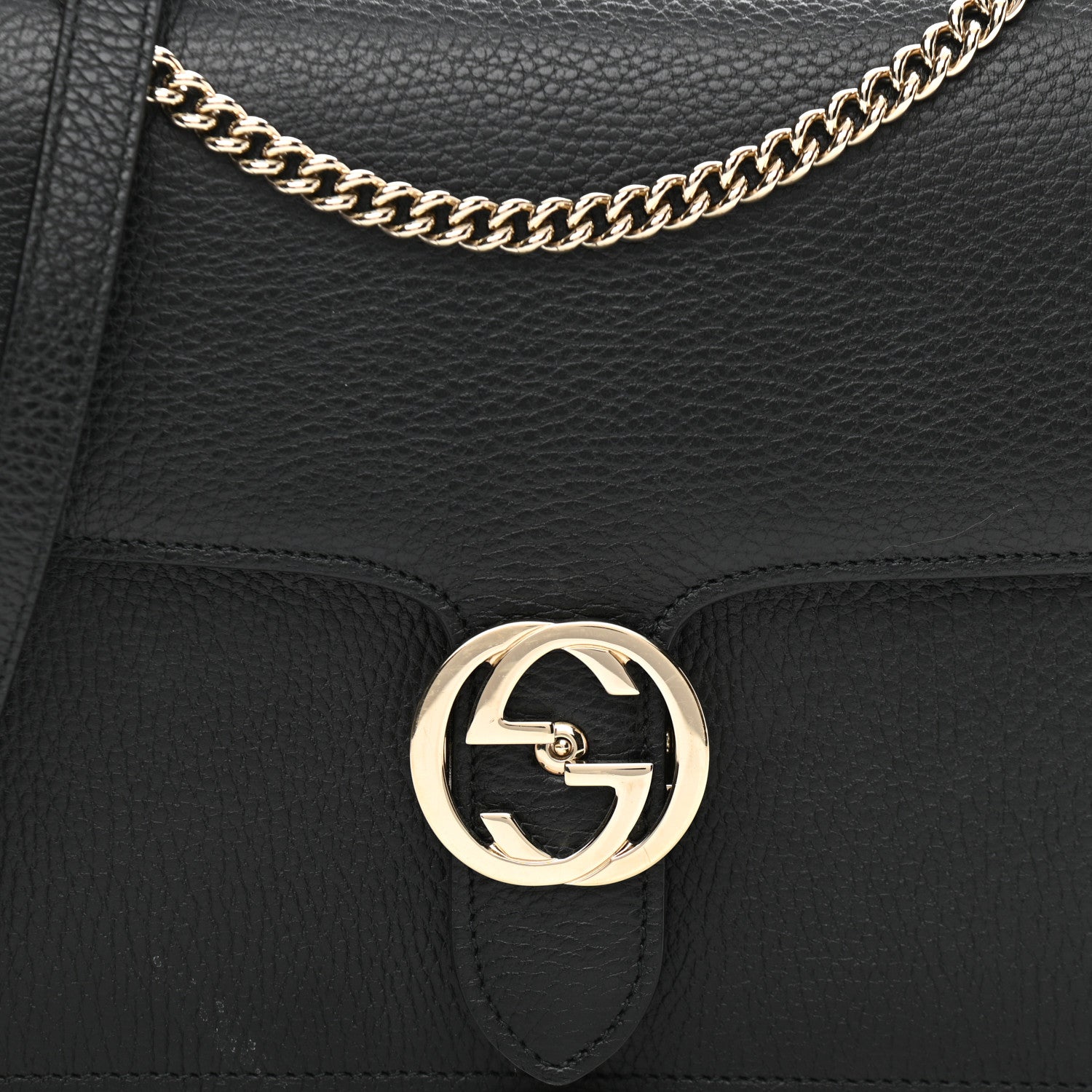 Gucci Dollar Calfskin Interlocking G Shoulder Bag Black 8 of 11