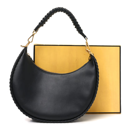 Fendi Vitello Grace Matte Whipstitch Small Fendigraphy Hobo Bag Black 11 of 11
