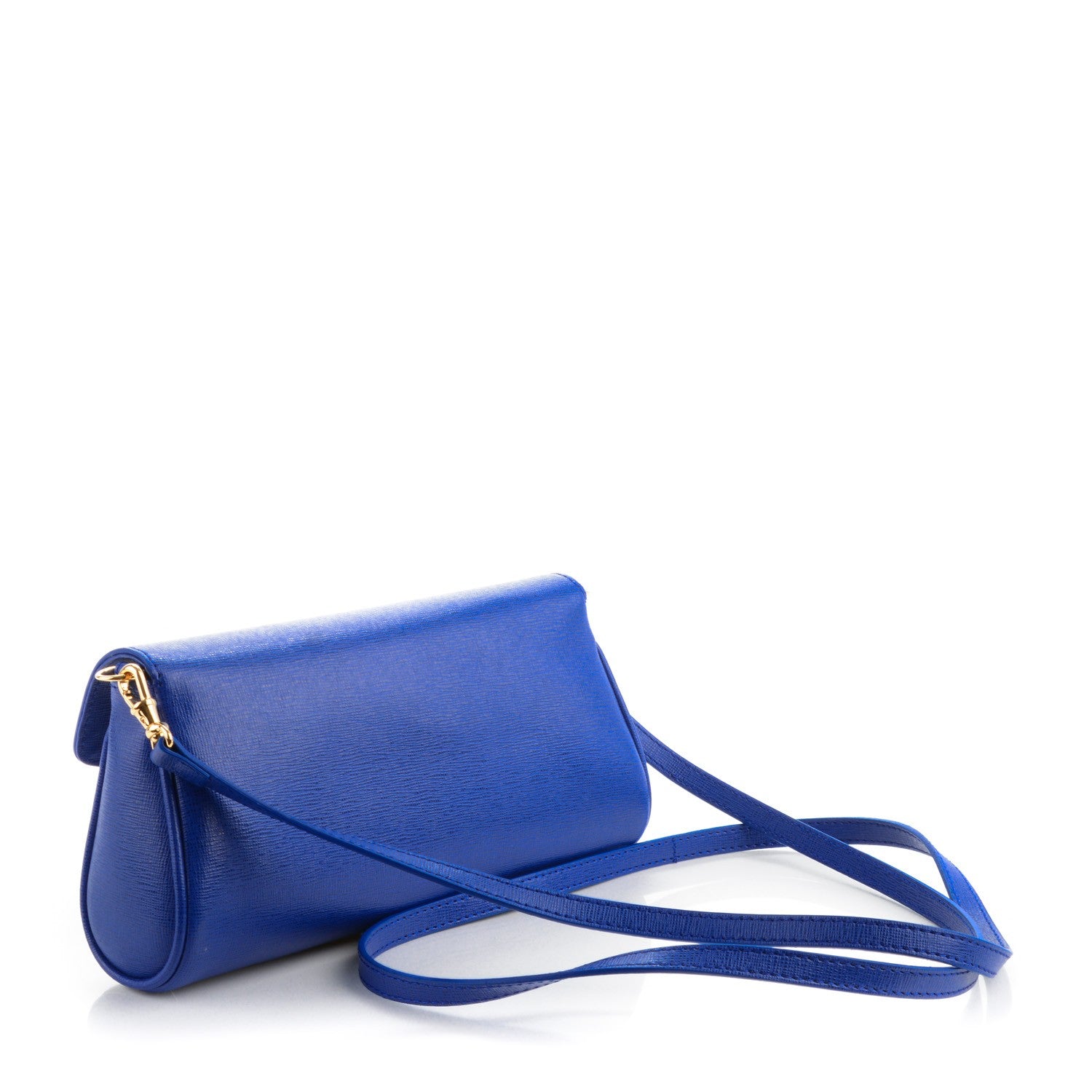 Fendi Vitello Elite Flap Crossbody Bag Blue Neon 3 of 8