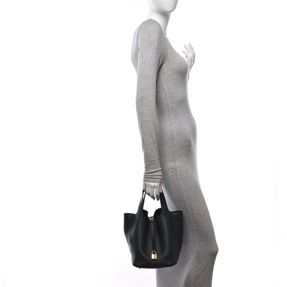 Hermes Taurillon Clemence Picotin Lock 22 MM Black 2 of 13