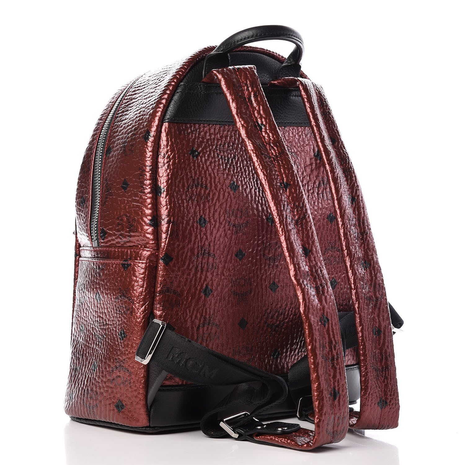 MCM Metallic Visetos Small Stark Backpack Scooter Red 3 of 9