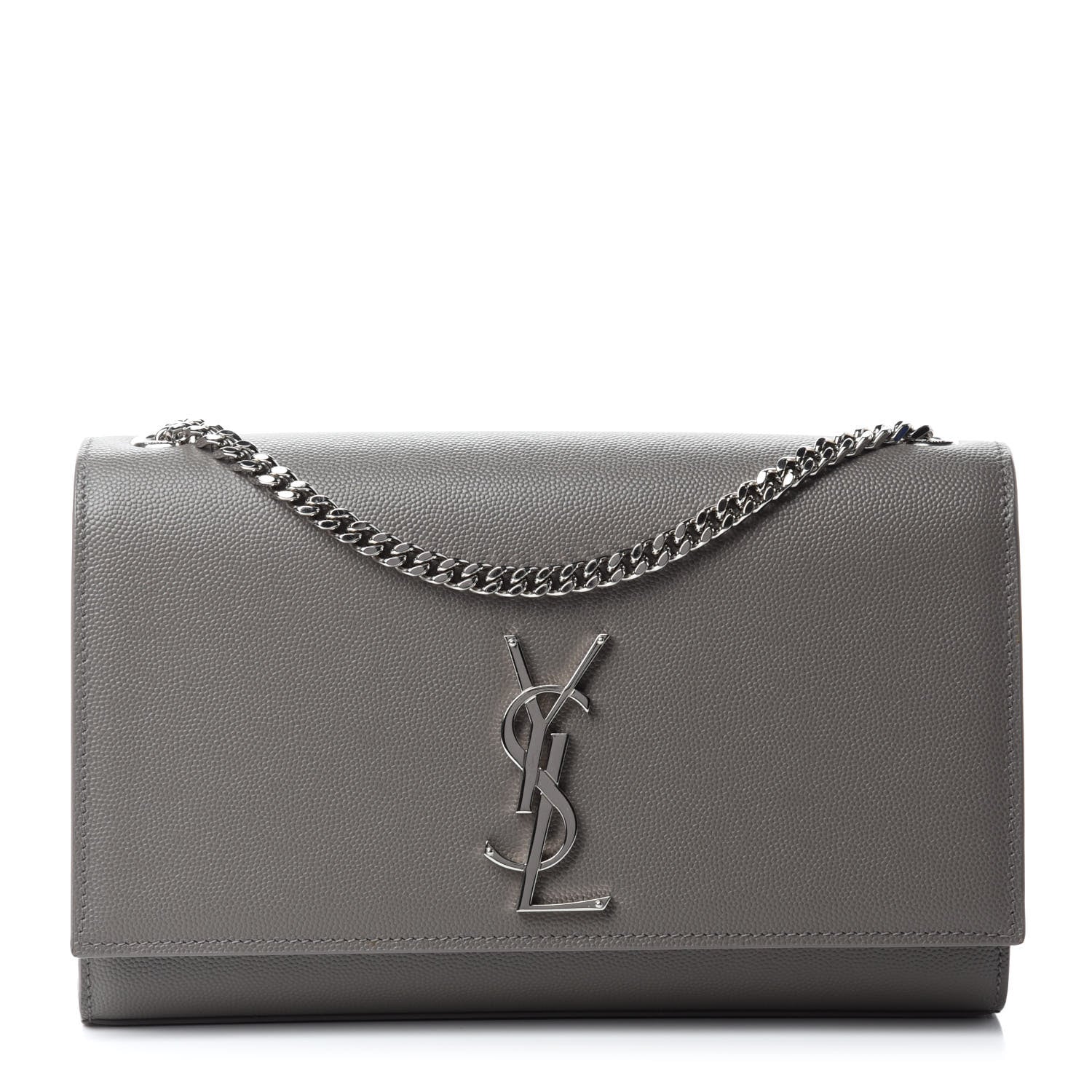 Saint Laurent Grain De Poudre Medium Classic Monogram Kate Satchel Earth Grey 1 of 11