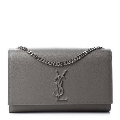 Saint Laurent Grain De Poudre Medium Classic Monogram Kate Satchel Earth Grey 1 of 11
