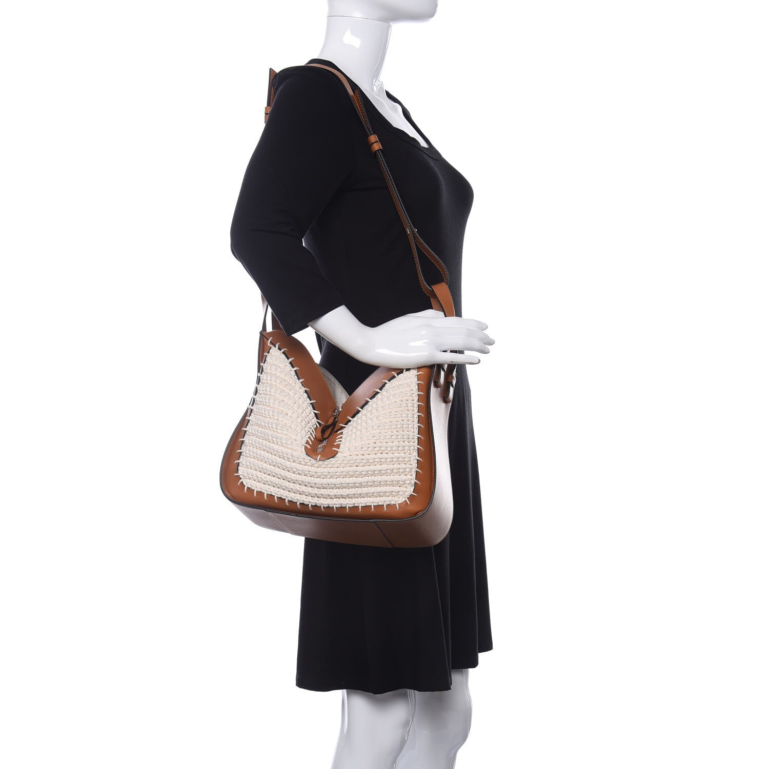 Loewe Calfskin Crochet Small Hammock Shoulder Bag Tan Natural 2 of 10