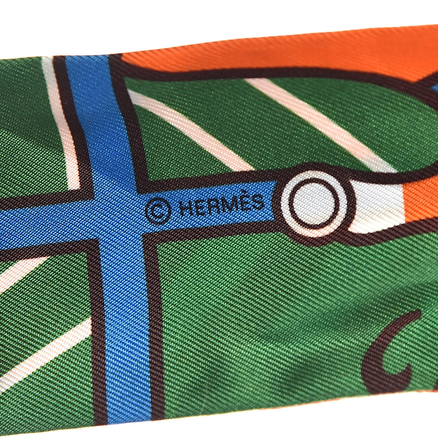 Silk Quadrige Twilly Orange Vert Ebene