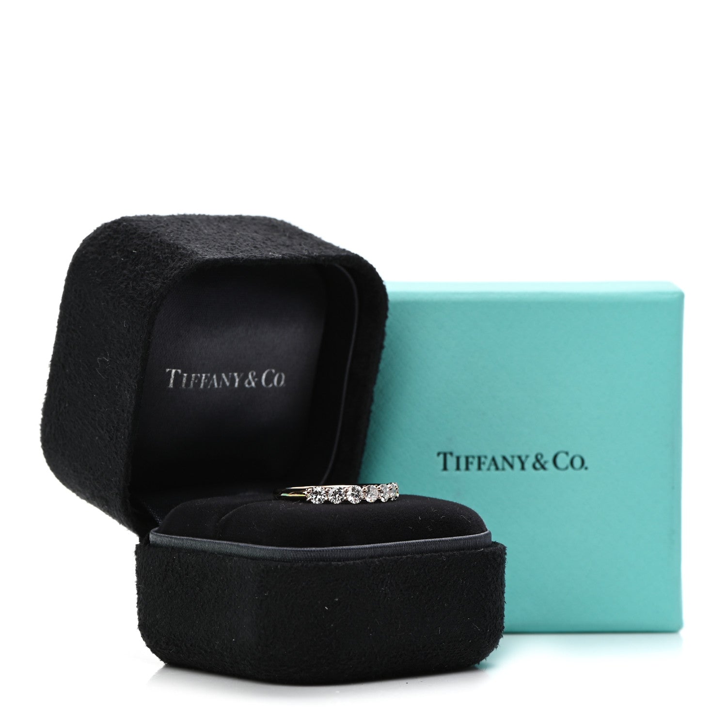 Tiffany 18K Rose Gold Diamond 3mm Half Circle Embrace Band Ring 50 5.5 6 of 6