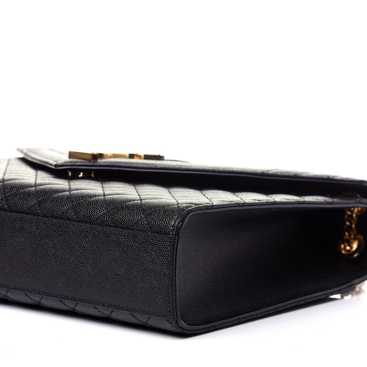 Grain De Poudre Textured Mixed Matelasse Large Triquilt Monogram Satchel Black