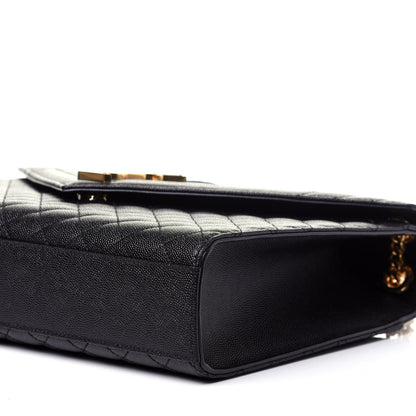 Saint Laurent Grain De Poudre Textured Mixed Matelasse Large Triquilt Monogram Satchel Black 10 of 13