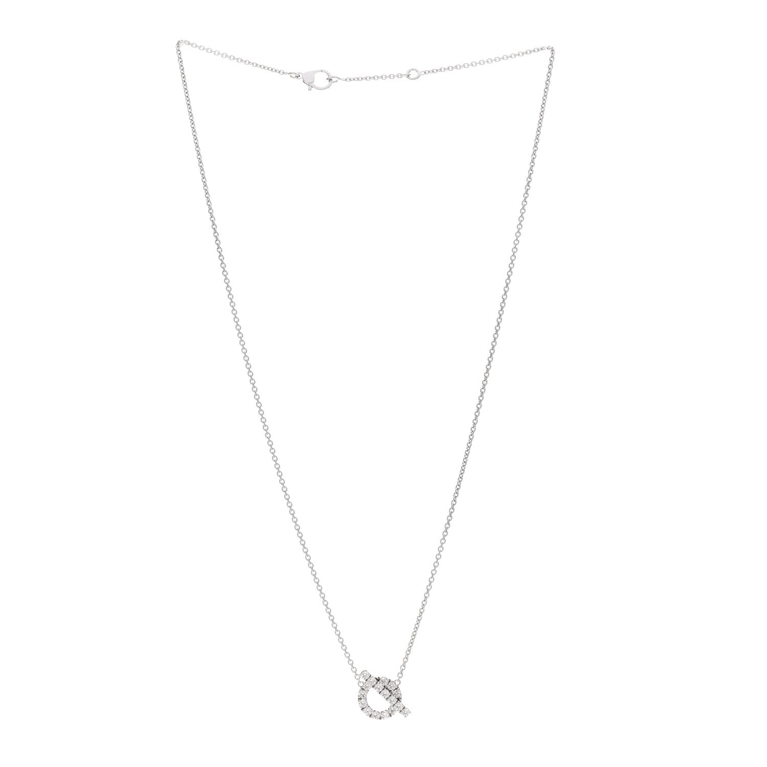 Hermes 18K White Gold Diamond Finesse Pendant Necklace 3 of 5