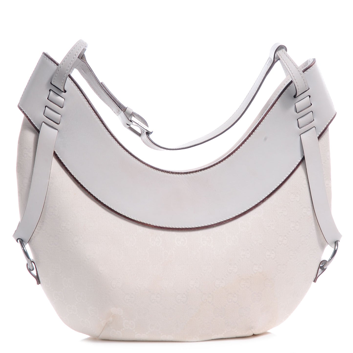 Monogram Half Moon Hobo White