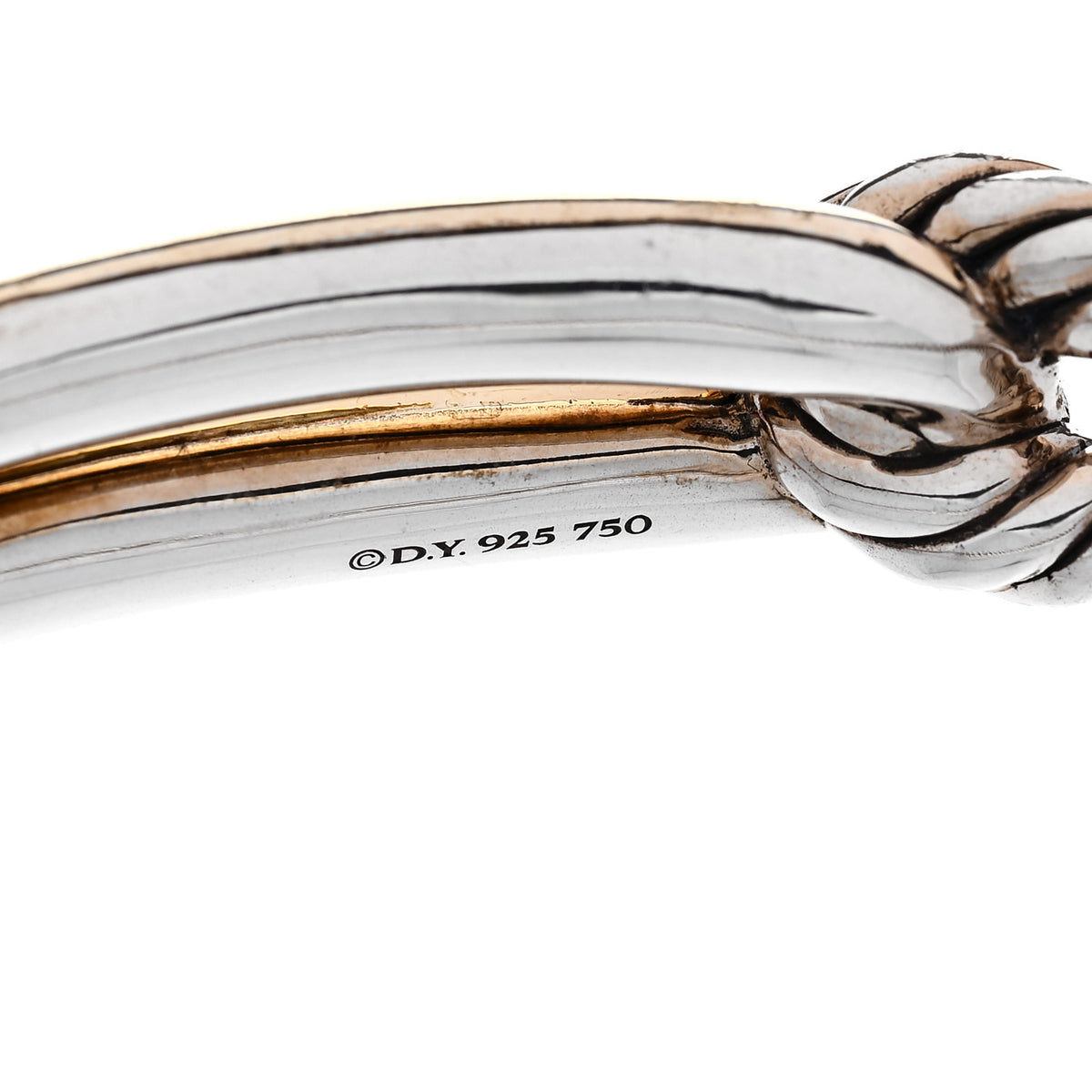 David Yurman Sterling Silver 18K Yellow Gold Single Loop Labyrinth Bracelet 3 of 3