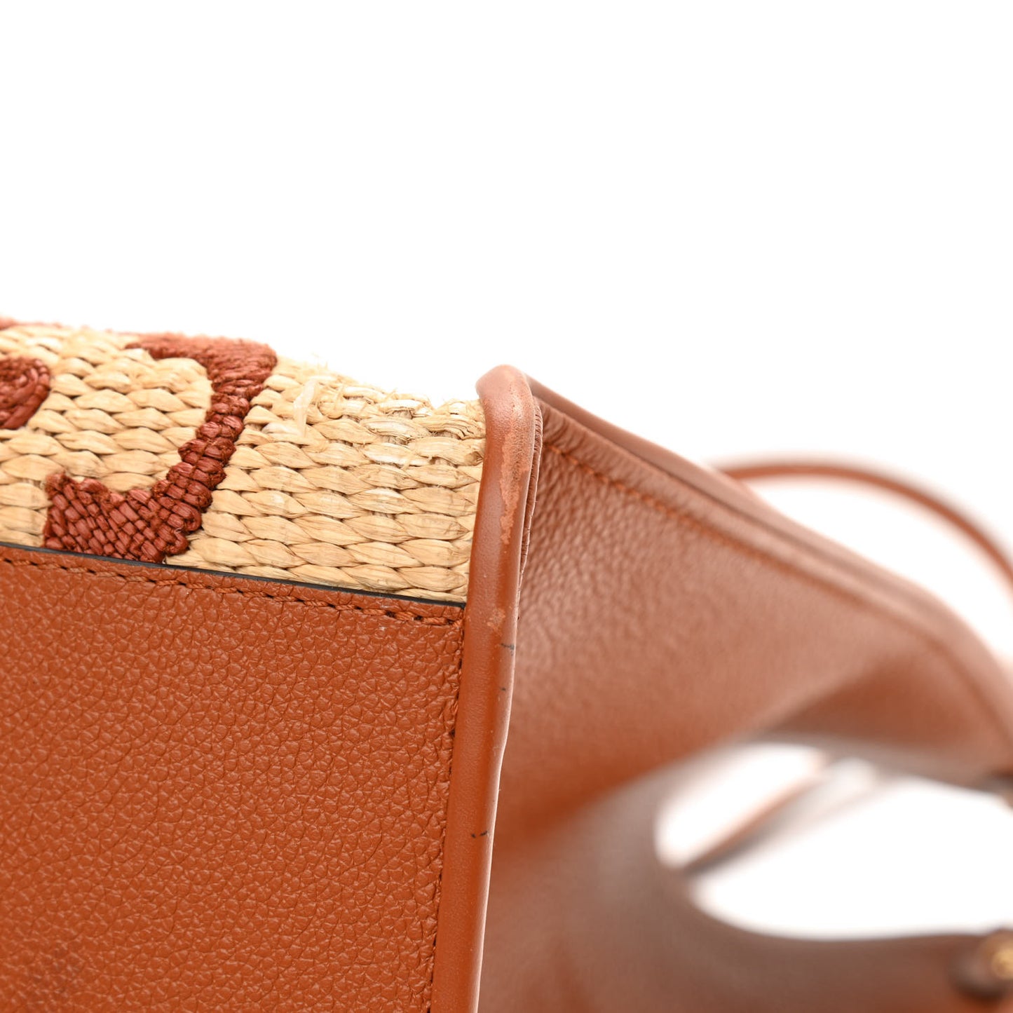 Raffia Calfskin Monogram Giant Onthego MM Tan
