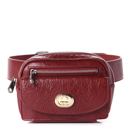 Gucci Cracked Calfskin Morpheus Belt 70 28 Bag Red 1 of 11