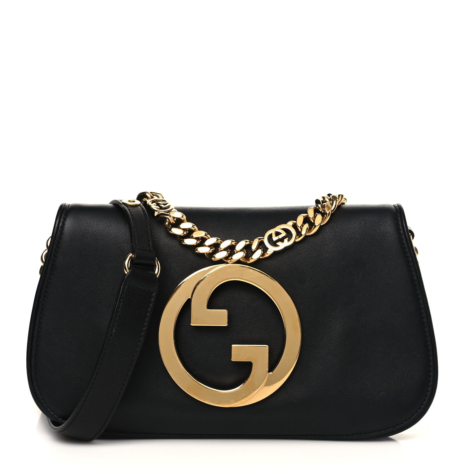 Gucci Roxy Calfskin Blondie Chain Shoulder Flap Bag Black 1 of 8