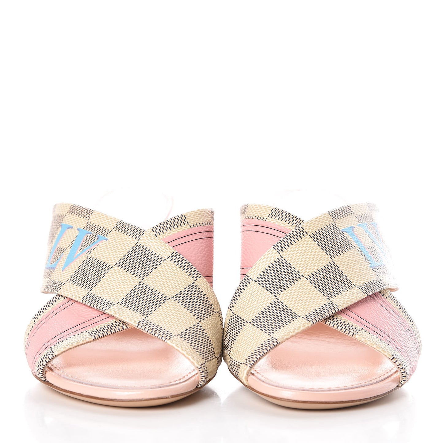 Damier Azur Panorama Mules 36 Pink