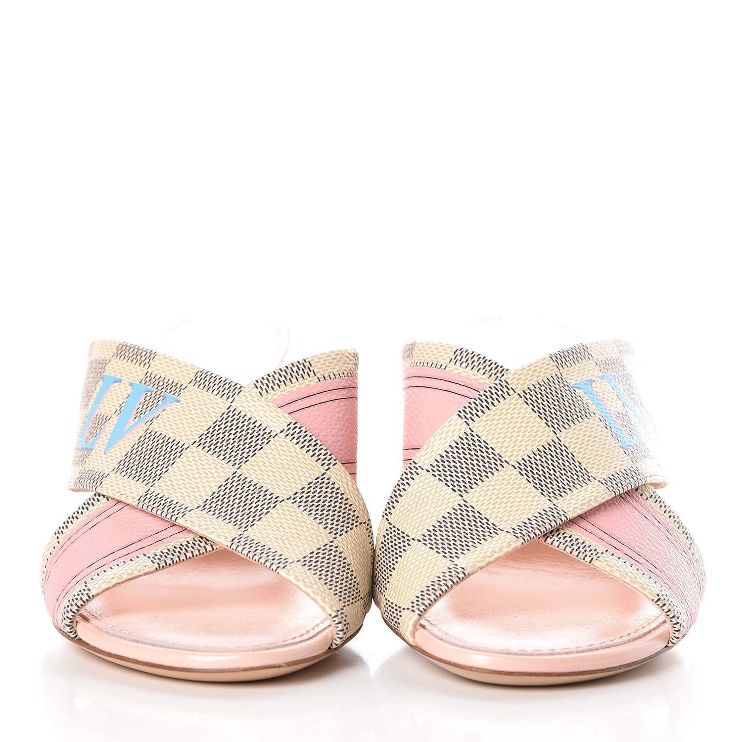 Louis Vuitton Damier Azur Panorama Mules 36 Pink 2 of 9