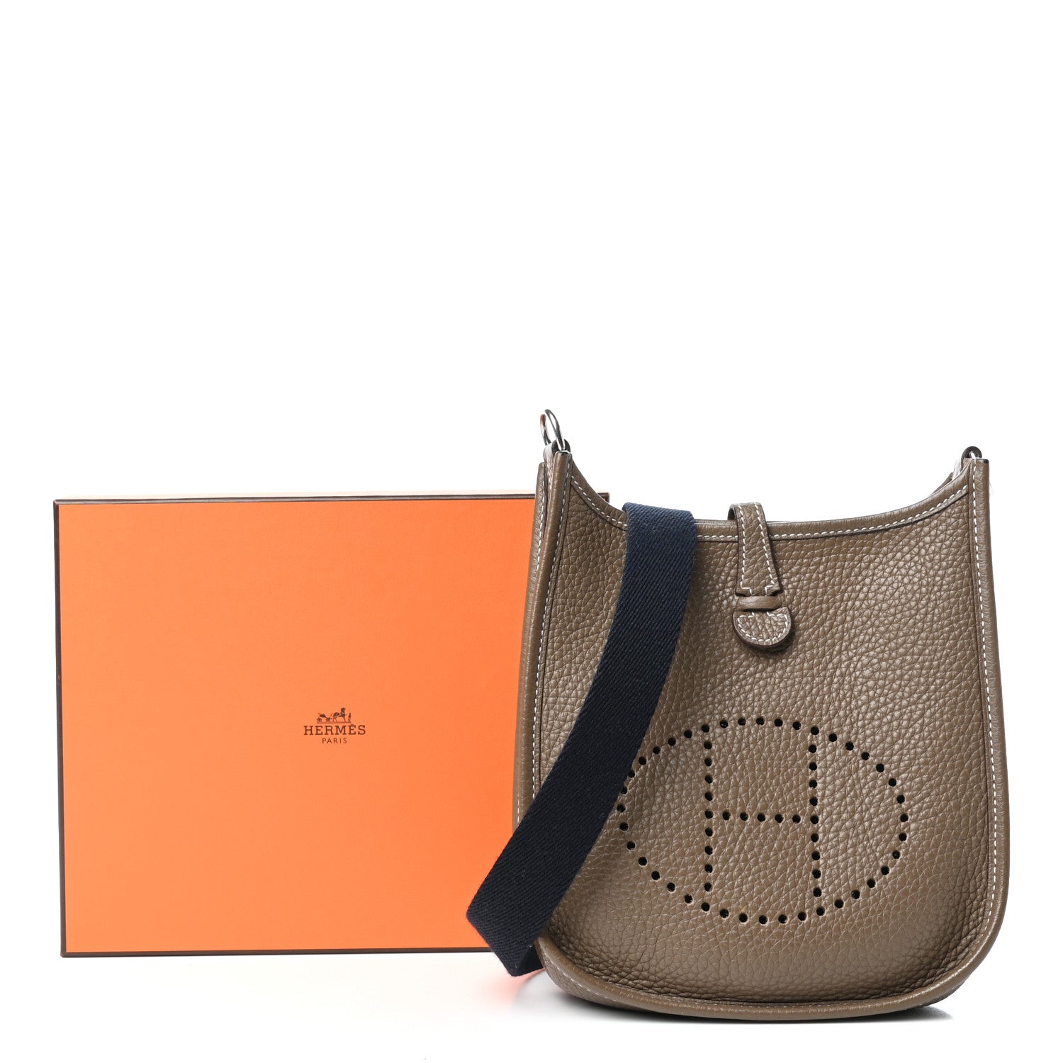 Hermes Taurillon Clemence Amazone Evelyne TPM Etoupe Bleu Indigo 10 of 10