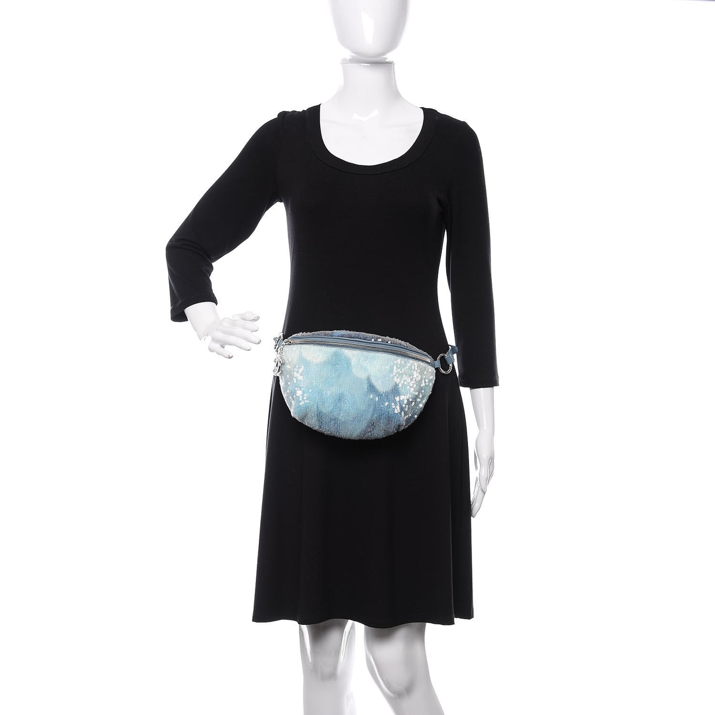 Sequin Tri-color Waterfall Waist Bag Fanny Pack Silver Blue