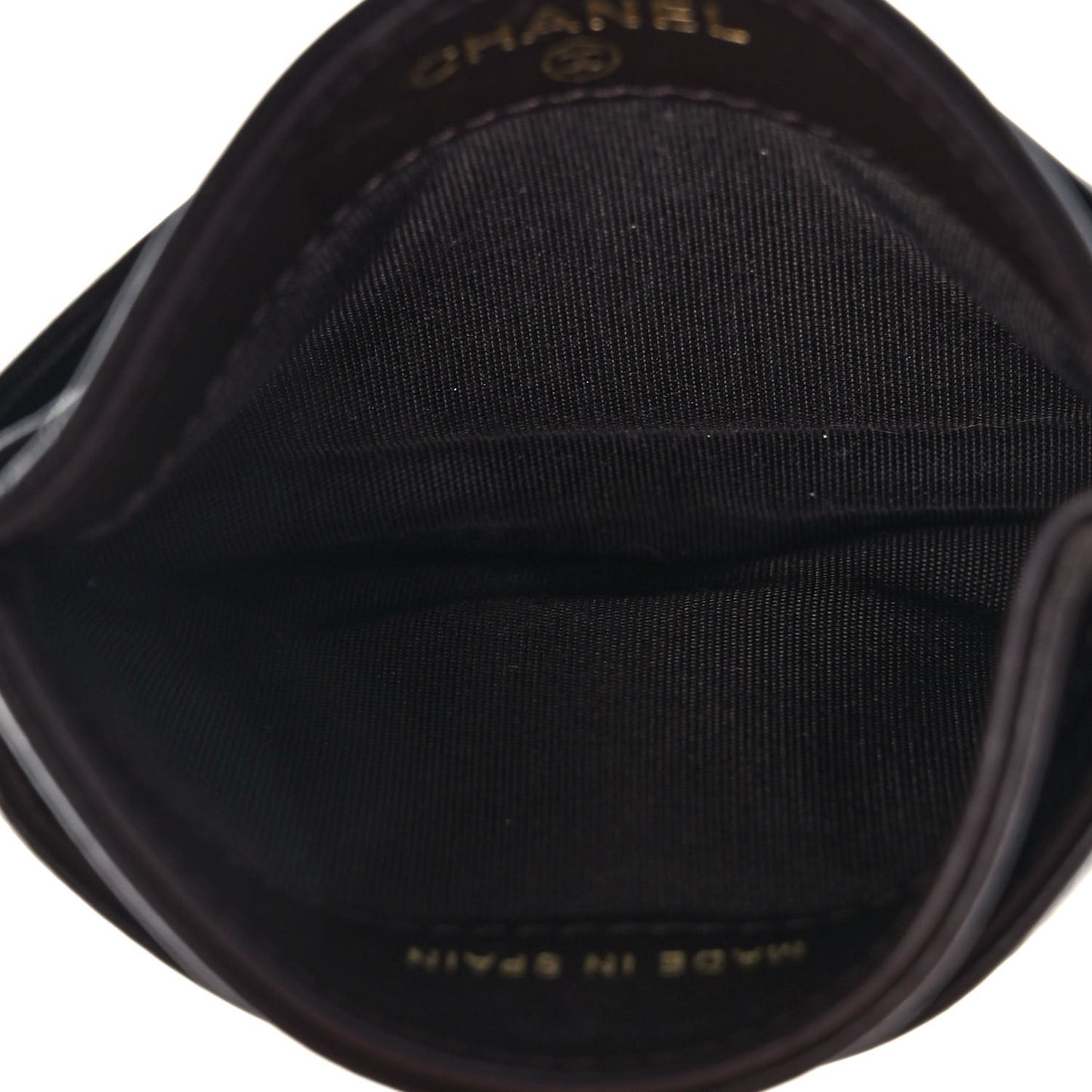 Lambskin Quilted Chanel 19 Card Holder Dark Brown