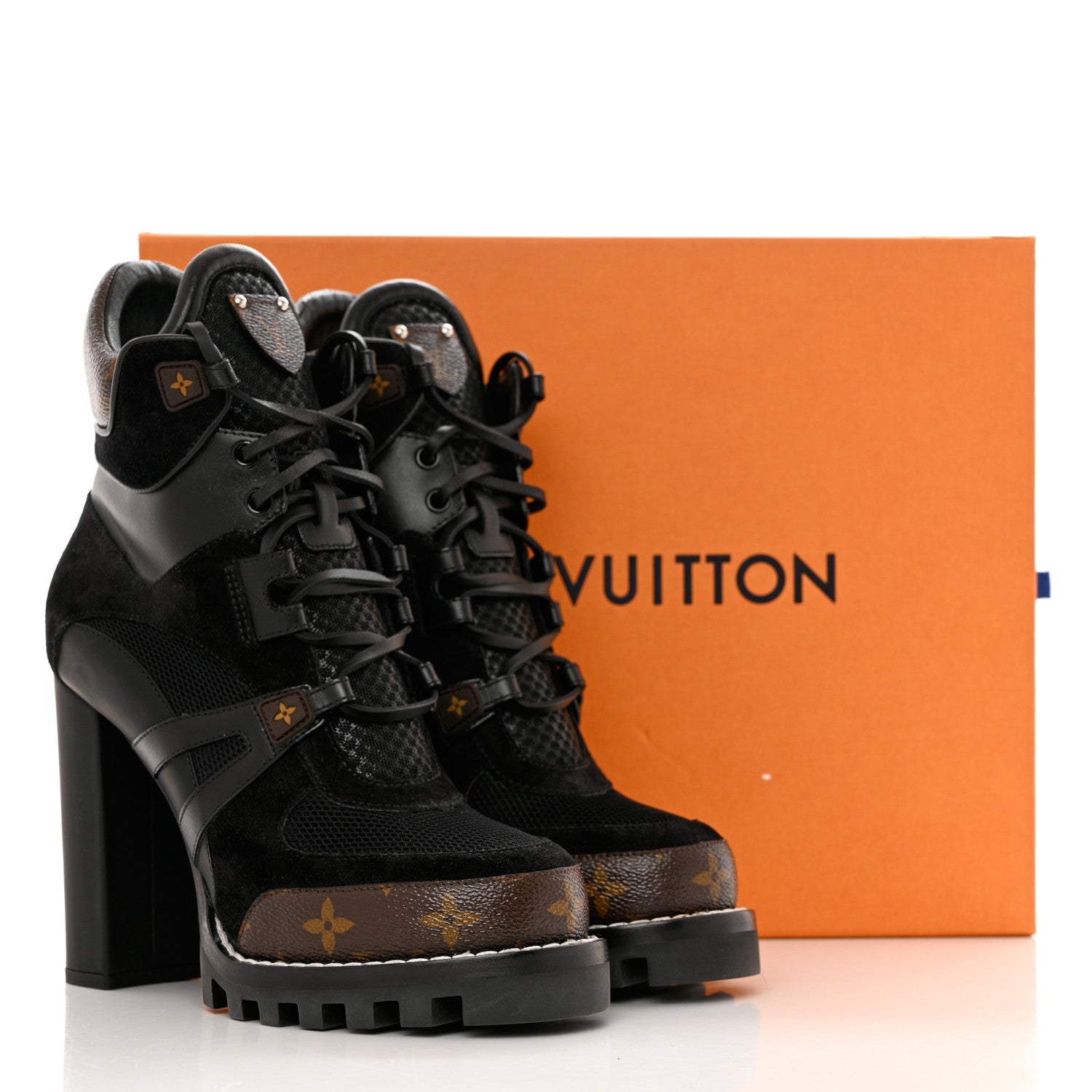 Louis Vuitton Suede Calfskin Monogram Star Trail Ankle Boots 39 Black 9 of 9