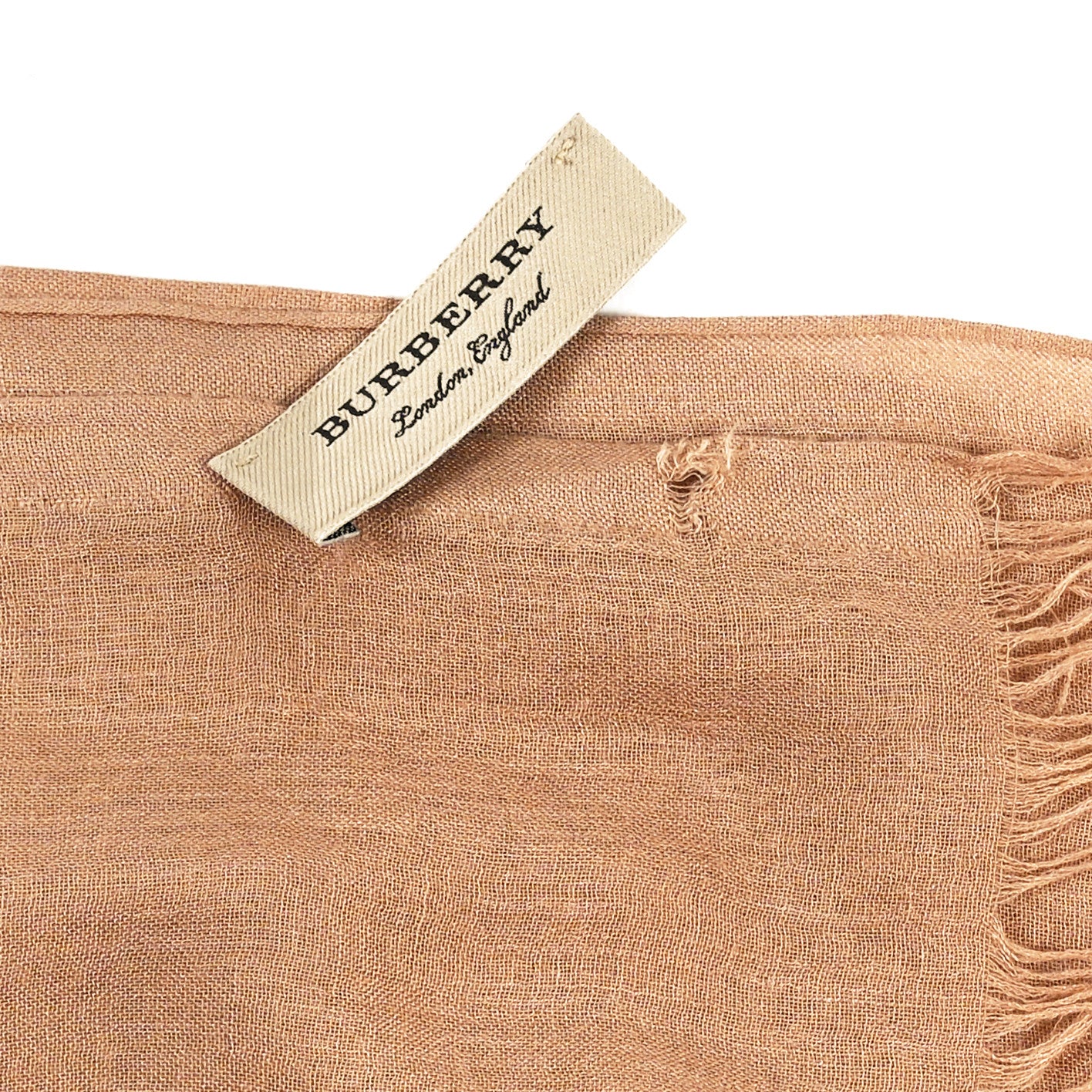 Burberry Wool Silk Gauze Giant Check Lightweight Scarf Camel 3 of 5