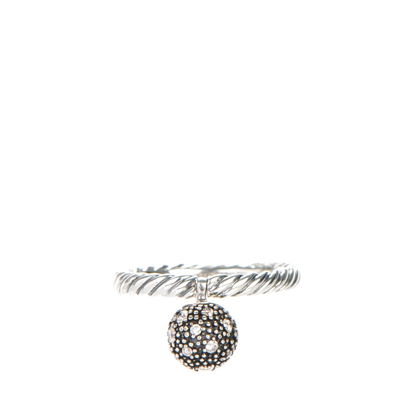 Sterling Silver Pave Diamond 8mm Element Ball Ring 51.5 6
