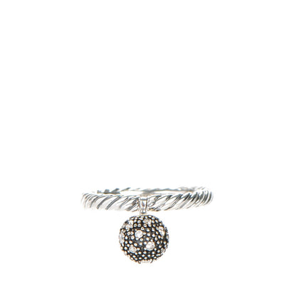 David Yurman Sterling Silver Pave Diamond 8mm Element Ball Ring 51.5 6 1 of 4