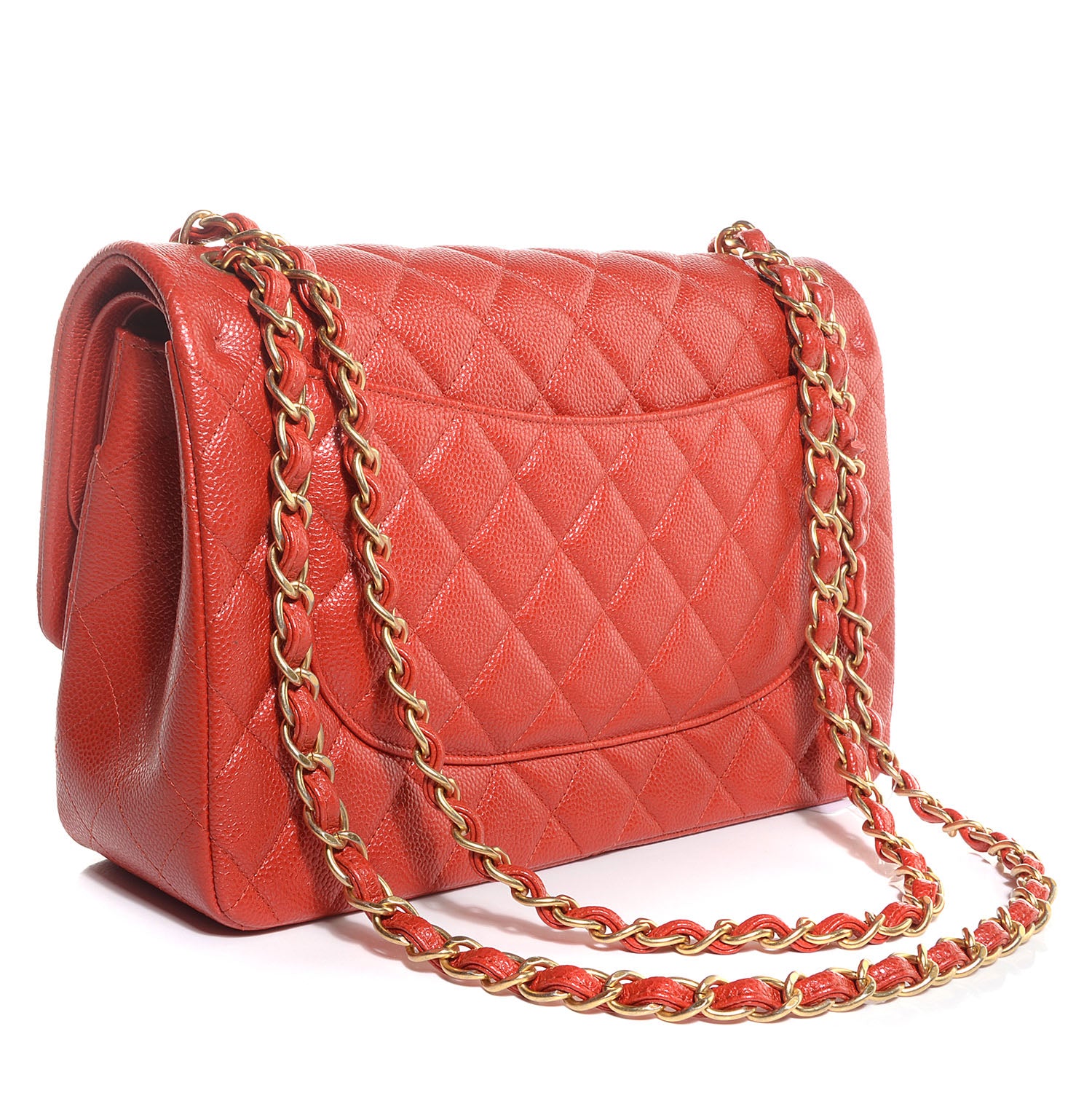 Chanel Pearly Caviar Jumbo Double Flap Orange 3 of 9