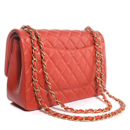Chanel Pearly Caviar Jumbo Double Flap Orange 3 of 9