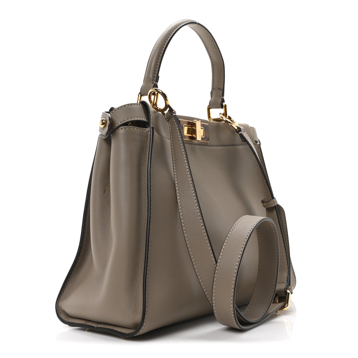 Fendi Vitello Seta Plexiglass Tortoise Medium Peekaboo Iconic Satchel Tortora 3 of 9