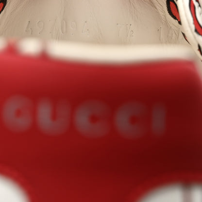 Gucci Calfskin GucciGhost Print Mens Ace Sneakers 7.5 White Hibiscus Red 7 of 9