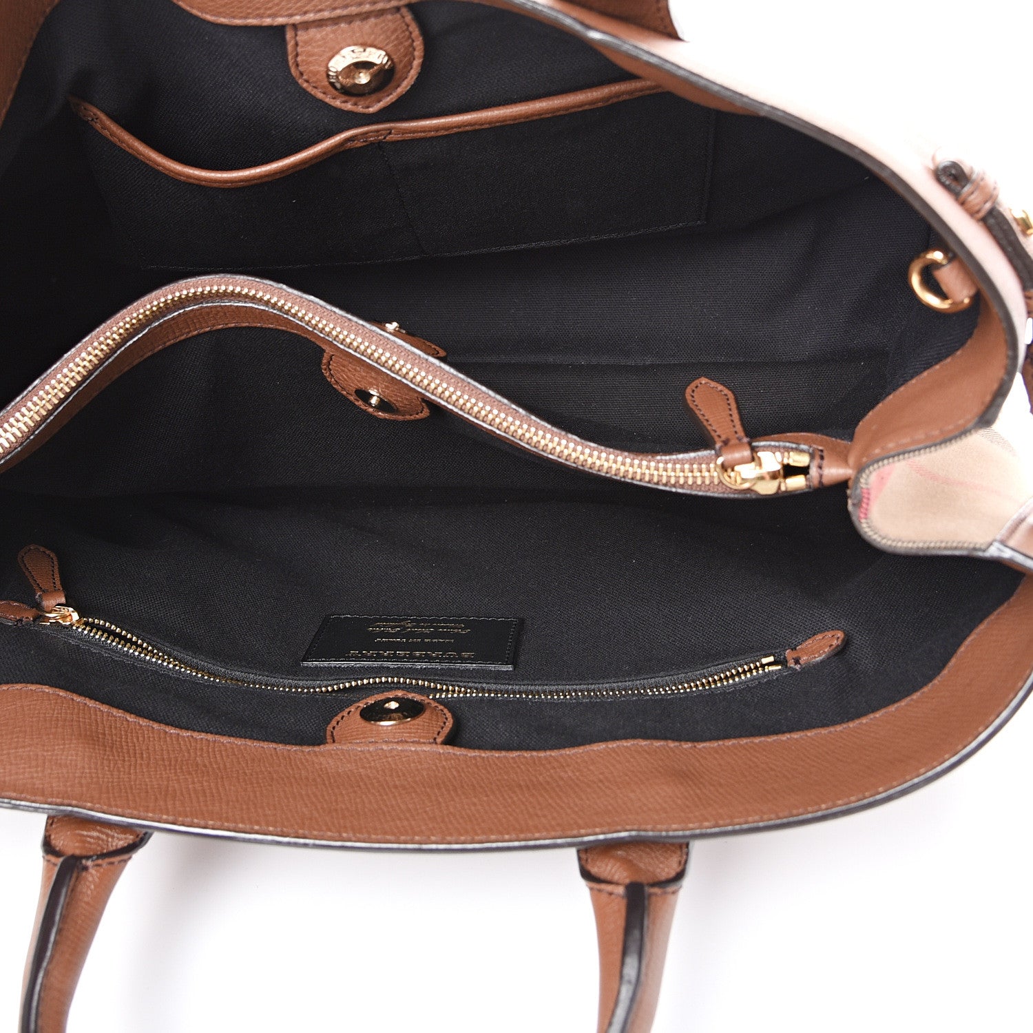 Burberry Grainy Calfskin House Check Large Banner Tote Tan 4 of 10