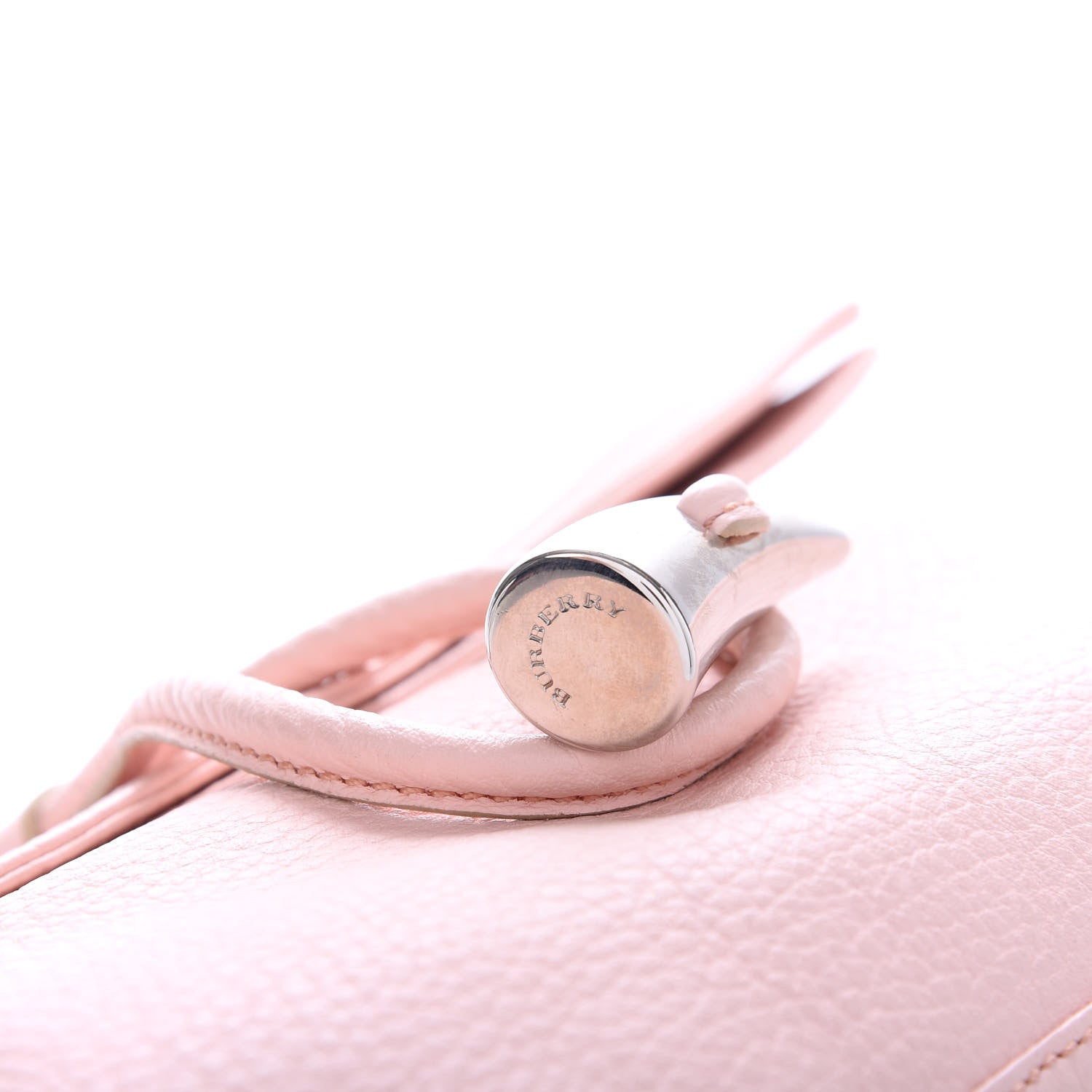 Burberry Grainy Calfskin House Check Horn Toggle Clutch Pink 9 of 9