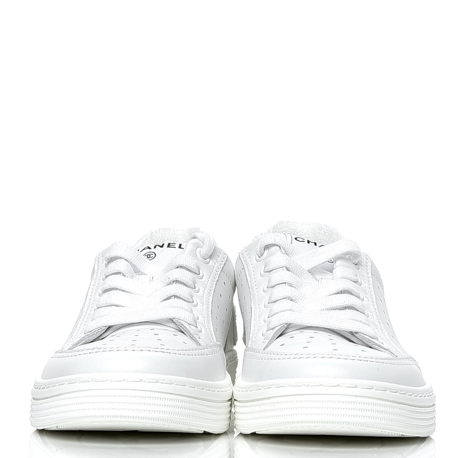Chanel Calfskin Womens Logo Sneakers 35 White 2 of 6