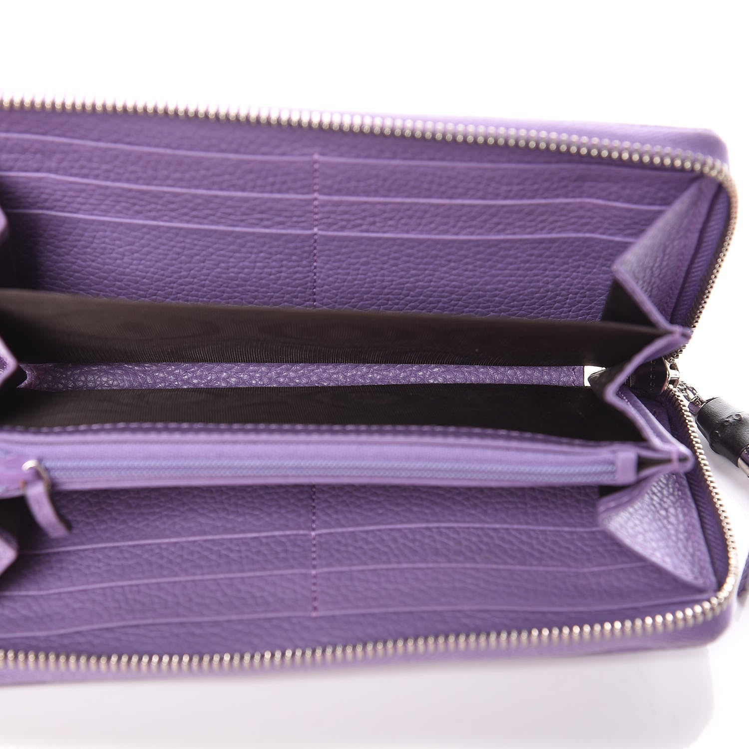 Gucci Pebbled Calfskin Bamboo Tassel Zip Around Wallet Purple 5 of 8