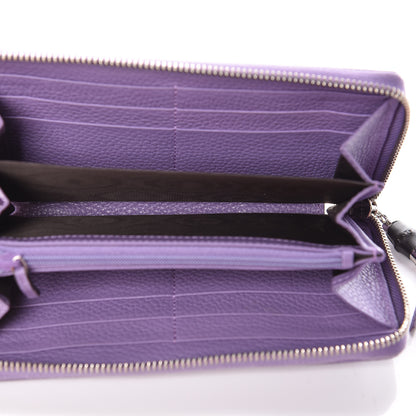 Gucci Pebbled Calfskin Bamboo Tassel Zip Around Wallet Purple 5 of 8