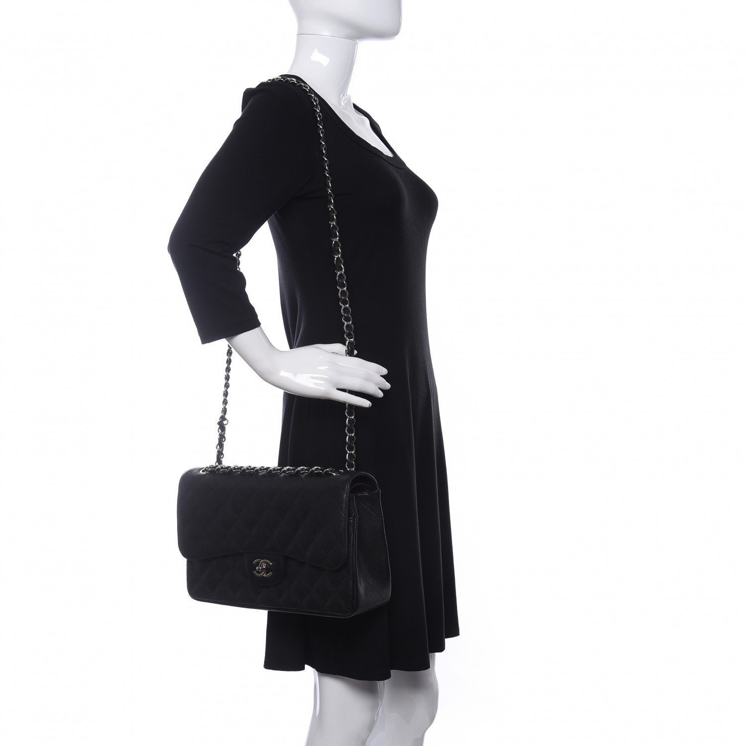 Chanel Caviar Quilted Jumbo Double Flap Black 2 of 13