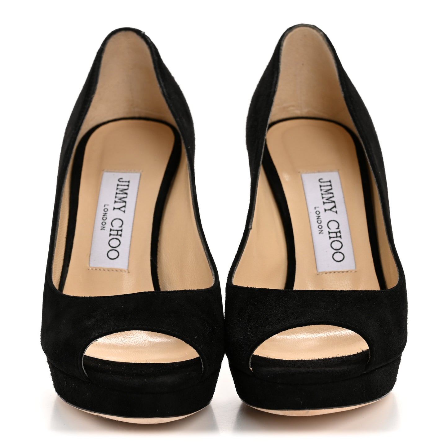 Suede Luna 110 Platform Peep Toe Pumps 35 Black