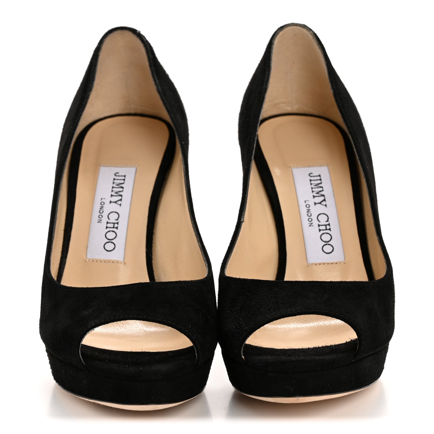 Jimmy Choo Suede Luna 110 Platform Peep Toe Pumps 35 Black 3 of 8