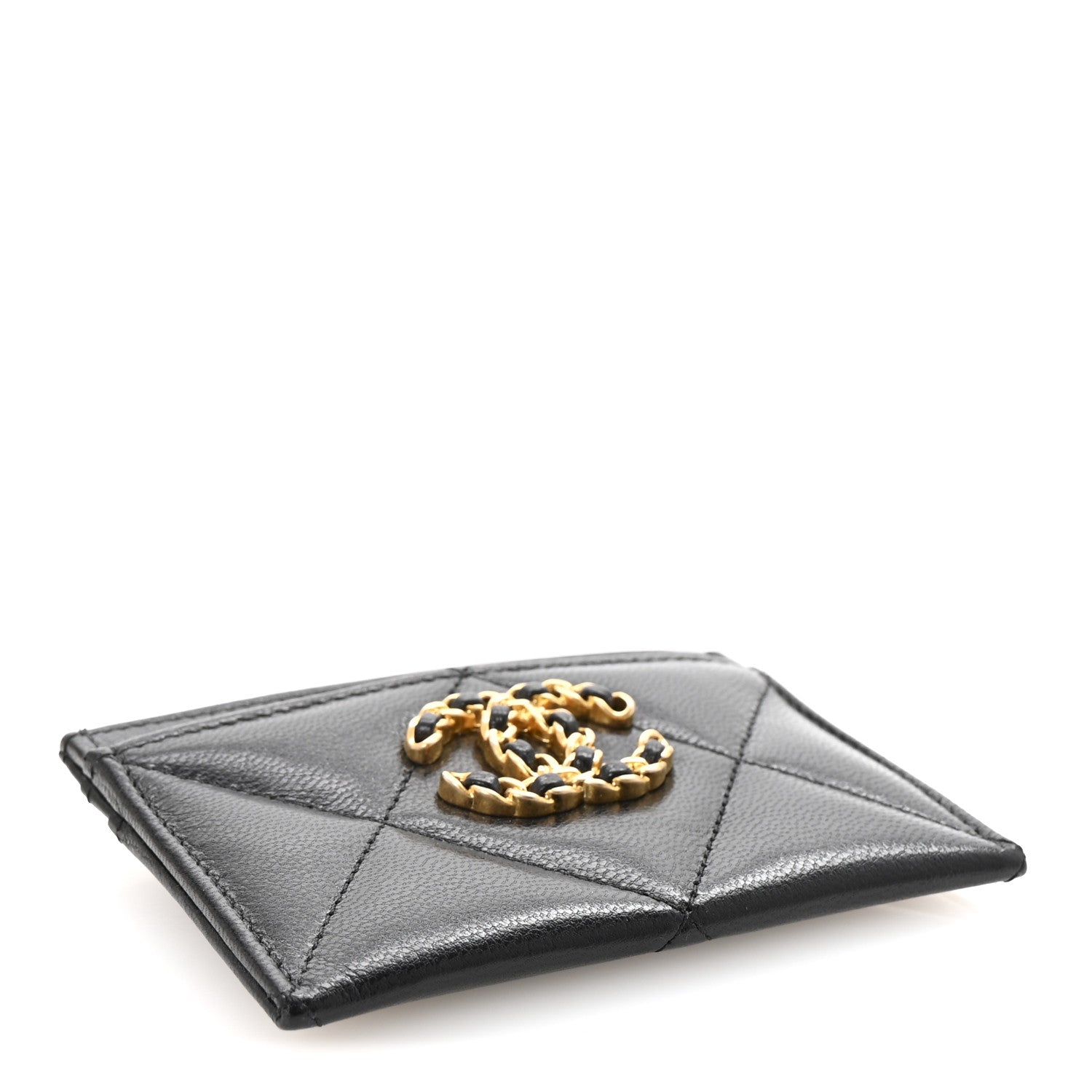 Chanel Shiny Goatskin Quilted Chanel 19 Card Holder Black 8 of 16