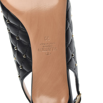 Valentino Garavani Nappa Quilted Rockstud Spike Slingback Low Heel Pumps 39 Black 7 of 9