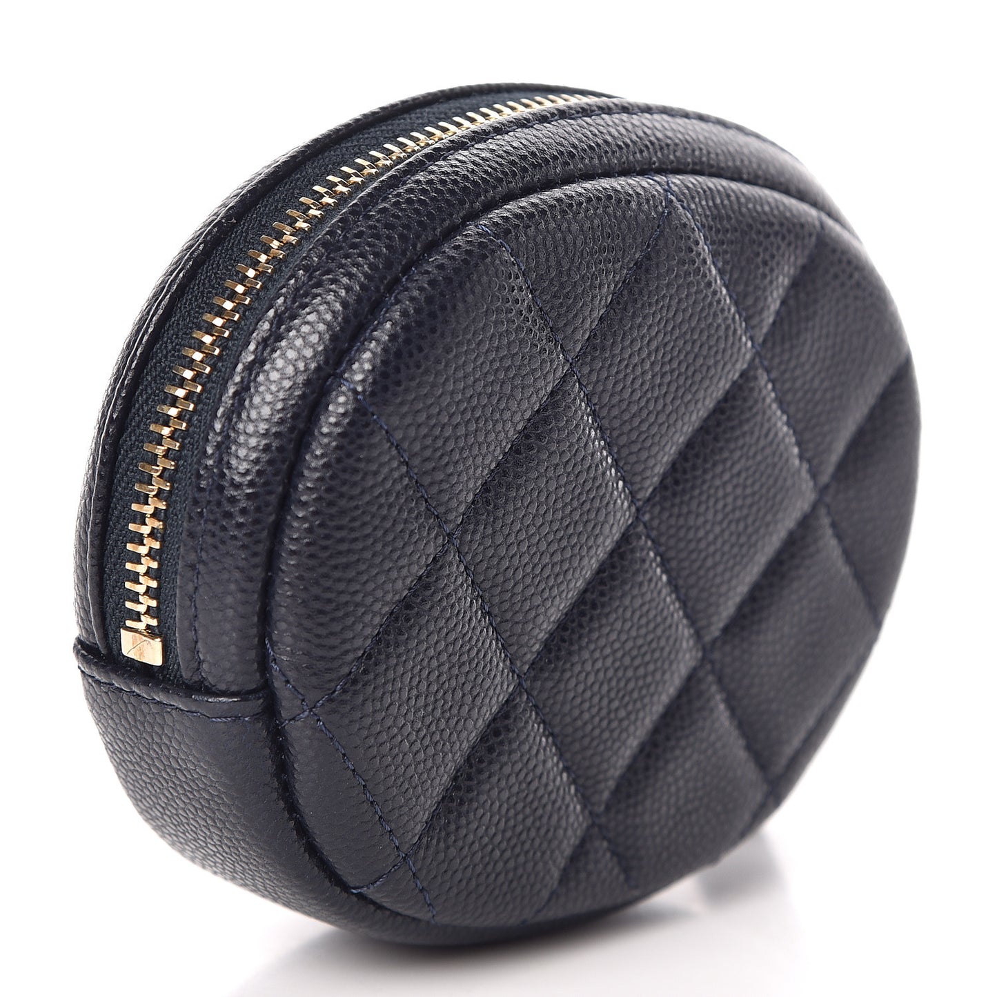 Caviar Quilted Zip Around Classic Coin Purse Navy Blue