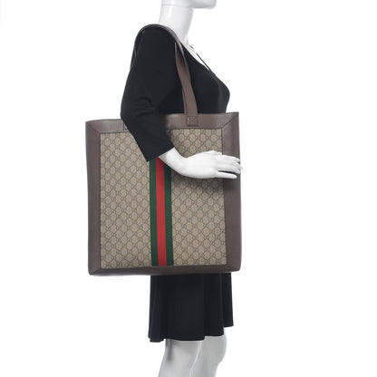 Gucci GG Supreme Monogram Web Large Ophidia Vertical Shopping Tote Brown 2 of 11