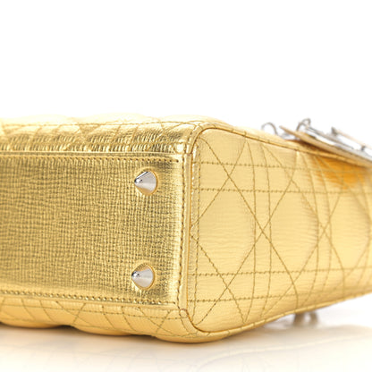 Christian Dior Metallic Grained Calfskin Cannage Small Lucky Badges My Lady Dior Gold 6 of 11