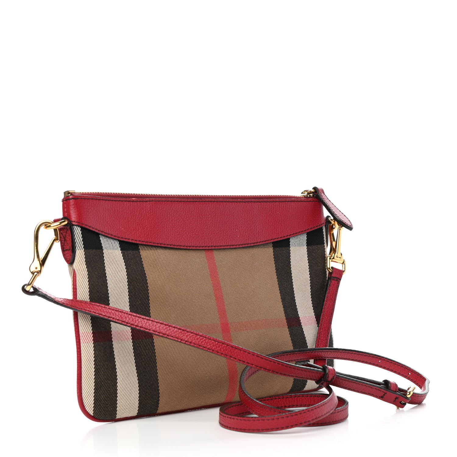 Burberry House Check Derby Peyton Crossbody Clutch Bag Red 3 of 10