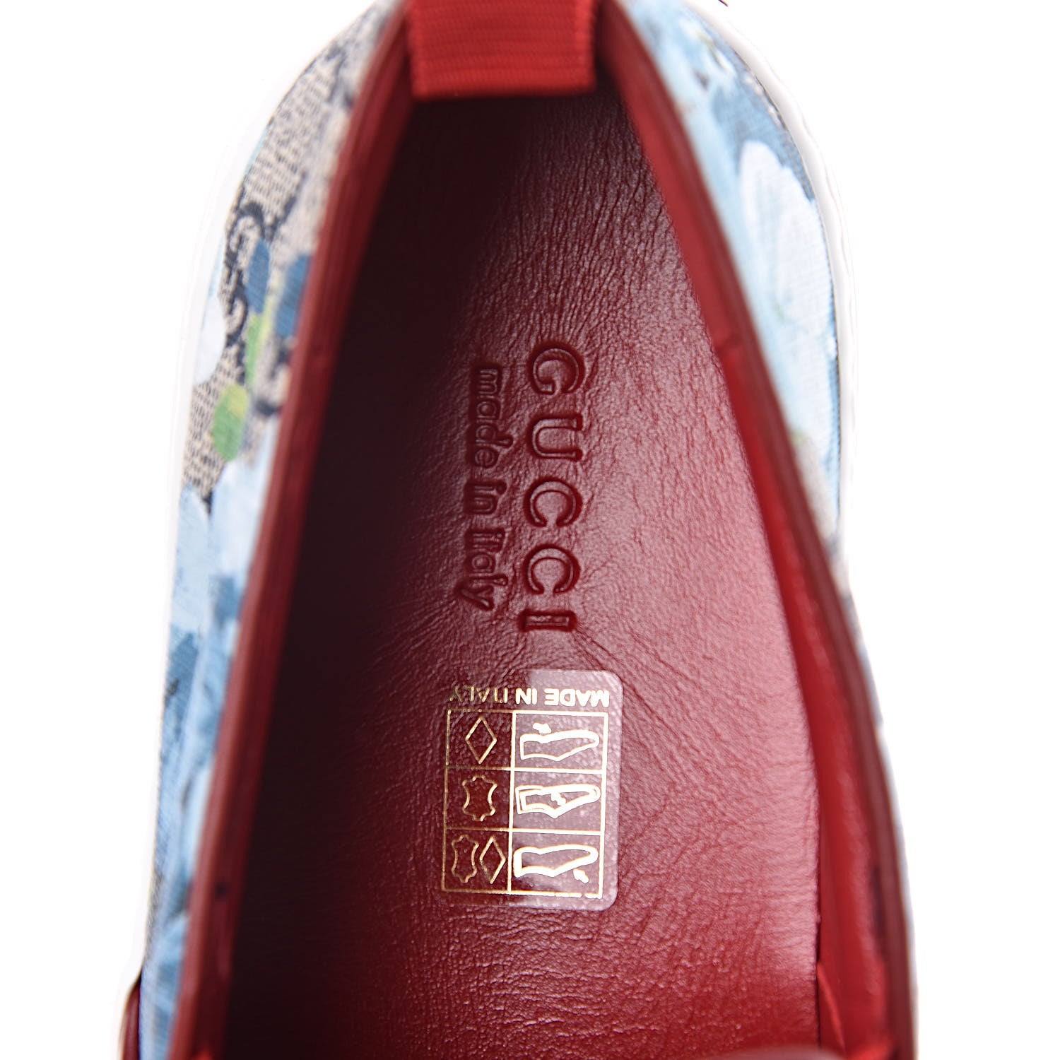 Gucci GG Supreme Monogram Blooms Womens Slip On Sneakers 37.5 Beige Blue Navy Red 7 of 9